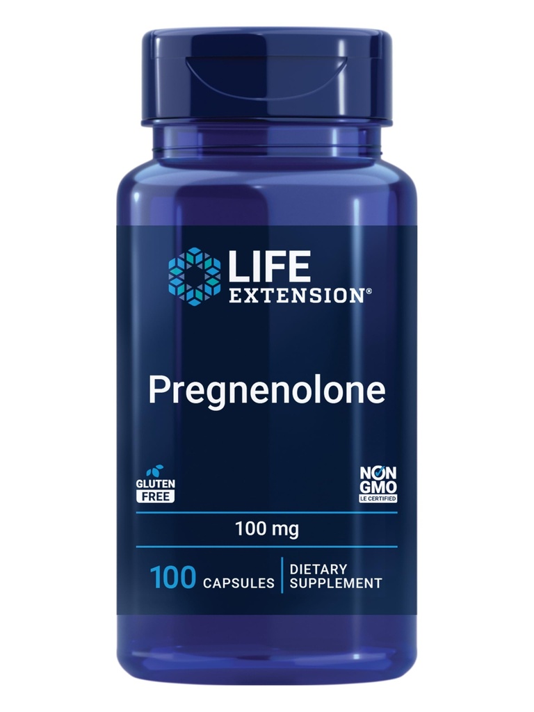 Life Extension Pregnenolone - συμπλήρωμα ισορροπίας ορμονών για υγιή επίπεδα ορμονών, 100 mg - ισορροπία ορμονών, μνήμη, εστίαση, γνωστική υγεία - χωρίς γλουτένη, μη ΓΤΟ, 100 κάψουλες