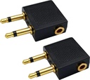 Dual 3.5mm (1/8) Erkek 3,5mm Kadın AUX Audio Jack Adaptör Converter için Airplane Airline Flight (2 Pack)