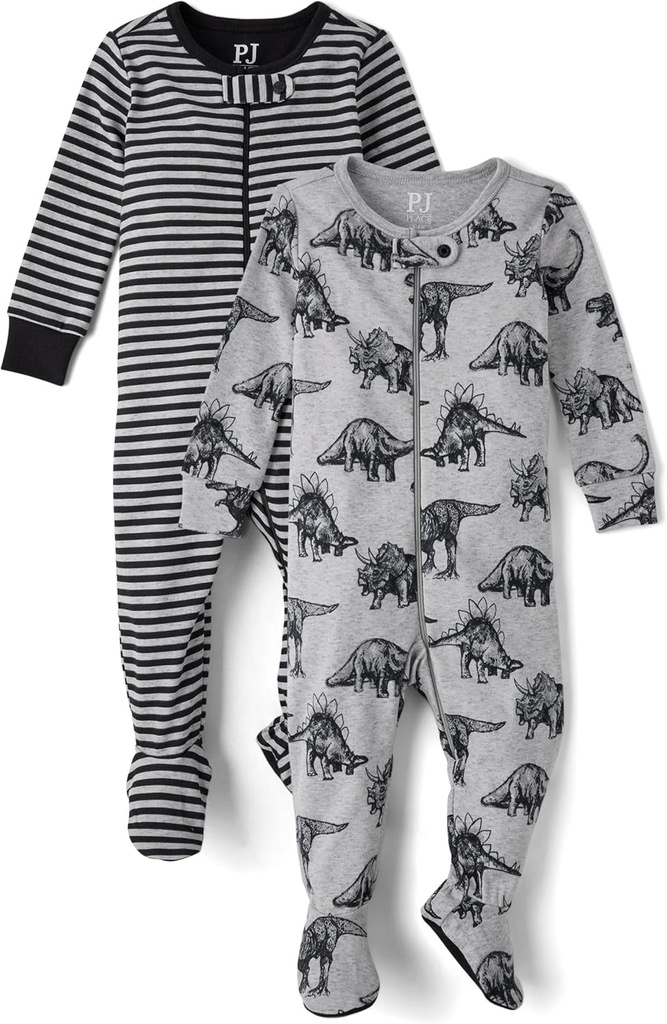 Çocuk Yeri Bebek ve Toddler Boys Striped Snug Fit Cotton One Piece Pajamas 3Pack