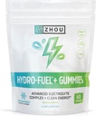 Zhou Beslenme Hidro-Fuel+ Gummies - Geolyte Gummies for Hydration, Advanced Chews with Electrolytes Complex and 75 mg Caffeine for Clean Energy, Hydrating Supplement - 60 Vegan Chews