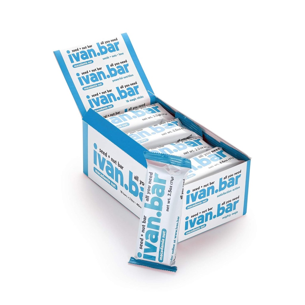 ivan.bar protein Packed Energy Snack Bar | Sağlıklı Enerji | Vegan, Tüm Doğal Malzemeler | Soy, Süt & Gluten Free (Coconut Almond Macadamia, 2.5 Ounce (Pazar 16 Bars)