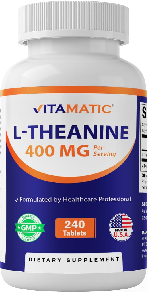 Vitamatic L-Theanine Supplement 400mg per Service - 240 Tablet - Non-GMO, Gluten Free