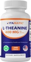 Vitamatic L- Theanine Συμπλήρωμα 400mg ανά σερβιρίσματος - 240 δισκία - Μη ΓΤΟ, Χωρίς γλουτένη