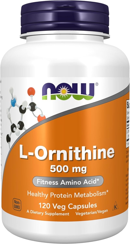 Şimdi Gıdalar Tamamlıyor, L-Ornithine (L-Ornithine Hydrochloride) 500 mg, Amino Asit, 120 Veg Capsules