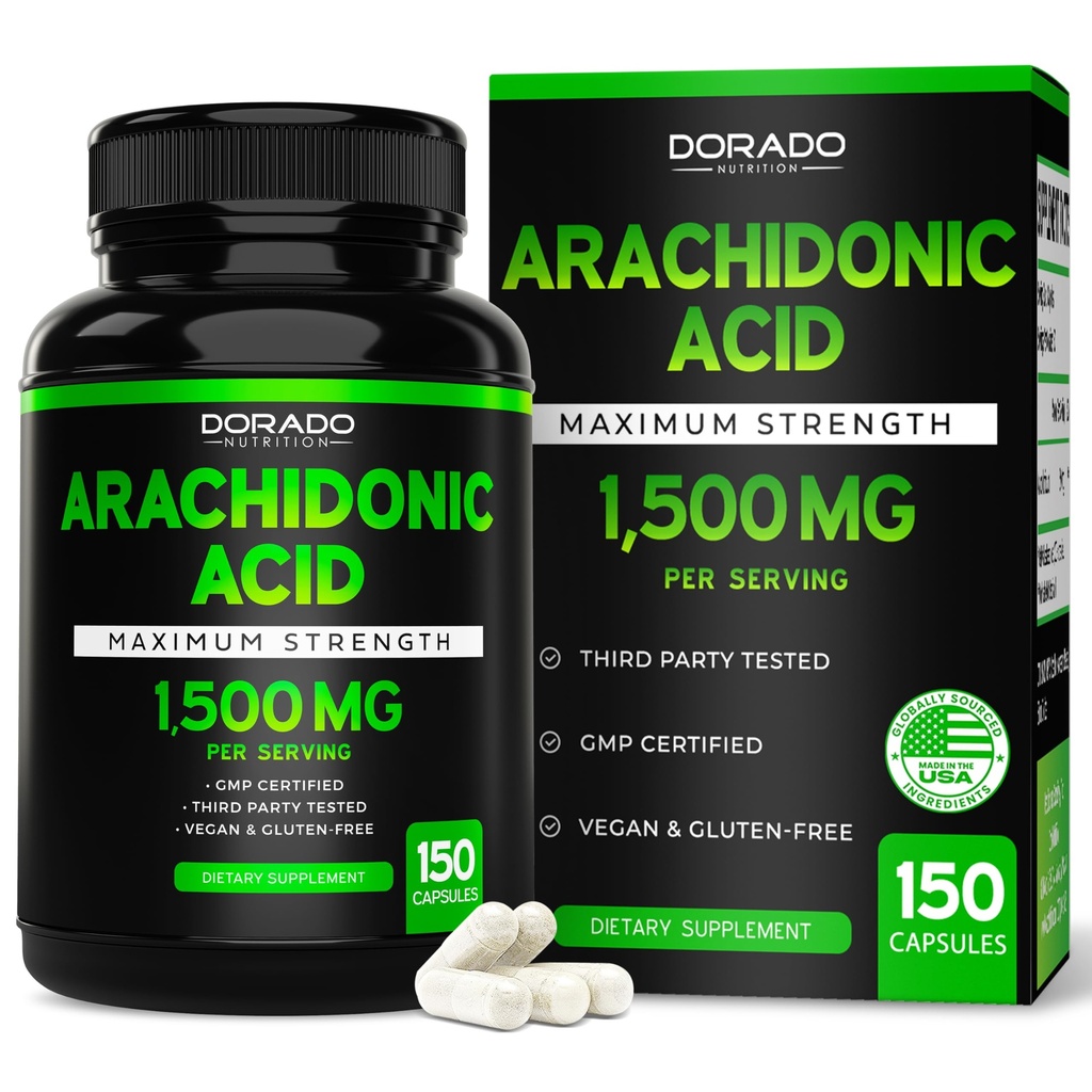 Arachidonic Acid Supplement 1500mg (150 κάψουλες) - Μύες και δύναμη συμπλήρωμα για τη μυϊκή μάζα & την αποκατάσταση για άνδρες & γυναίκες - Χωρίς γλουτένη & μη-ΓΤΟ - 3ο μέρος δοκιμαστεί - (150 κάψουλες)