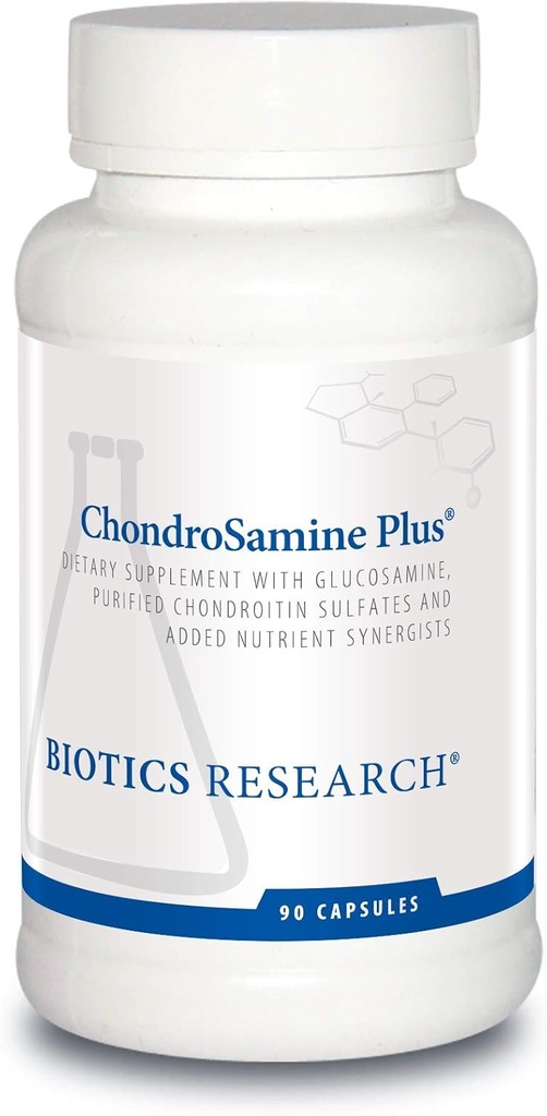 Βιοτική Έρευνα ChondroSamine Plus Glucosamine Plus Chondroitin, MSM, Βιταμίνες και Ορυκτά, Κοινή & Συνδετική Υποστήριξη Ιστού, Υγιής και Ευκολία Κίνησης. 90 Καψάκια