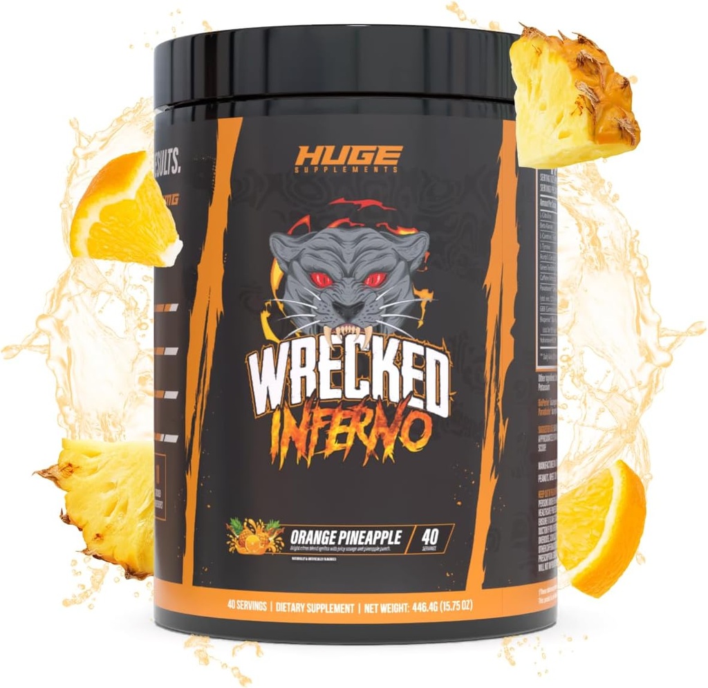 Wrecked Inferno - Termgenic Pre Workout For Men & Women, Art, Boost Thermogenesis & Metabolism, Advanced Egzersiz Performansı - Contains L-Citrulline, L-Carnitine, Beta-Alanine & More