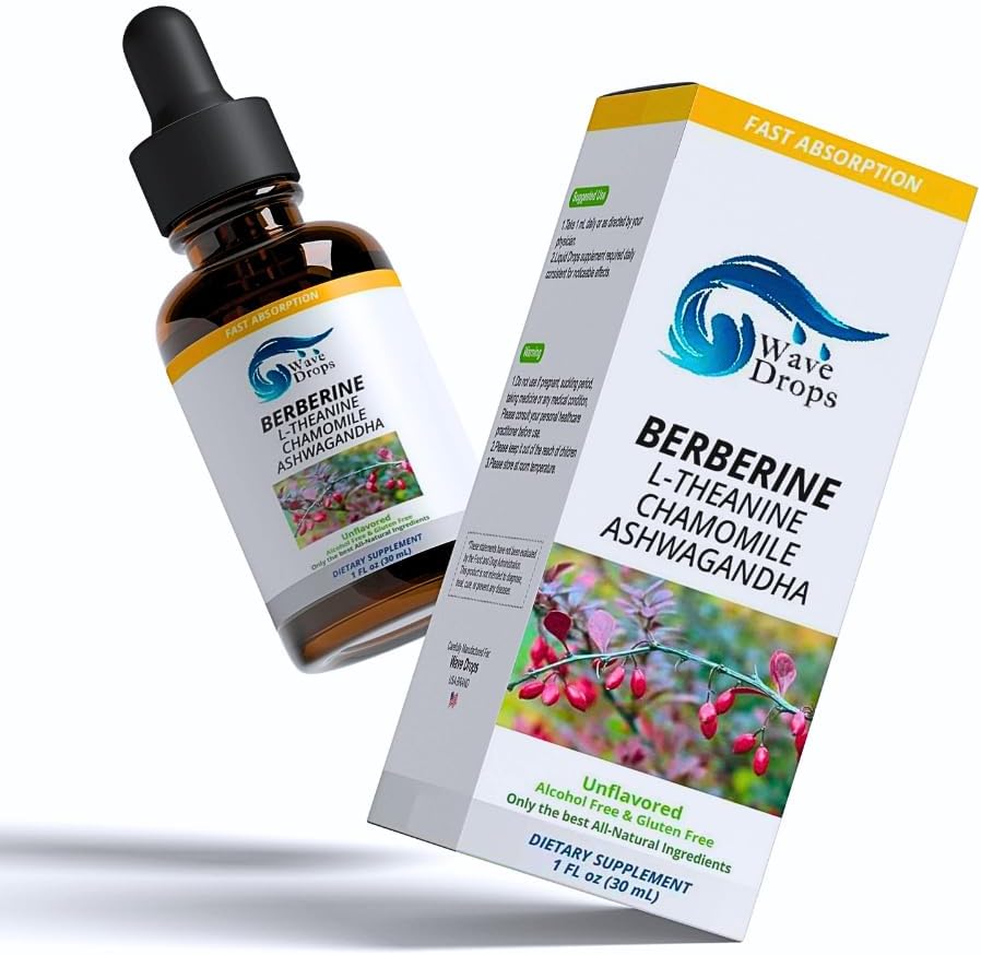 Berberine - L-Theanine - Chamomile - Ashwagandha Liquid Drops | General Well-Being | Tüm Doğal Malzemeler 1 Fl Oz... (1)