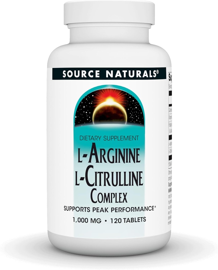 Source Naturals L-Arginine L-Citrulline Kompleksi, 120 Tablet, 1000 mg