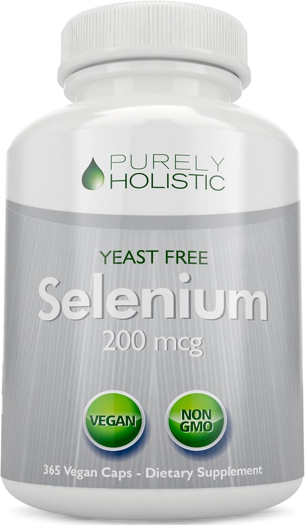 Selenium 200mcg - 365 Vegan Capsules Tablet değil - Pure & Yeast Free L-Selenomethionine for Improv Abors - Senroid, Heart, and Immune System Support - Antioxy Trace Mineral - ABD'de Yap