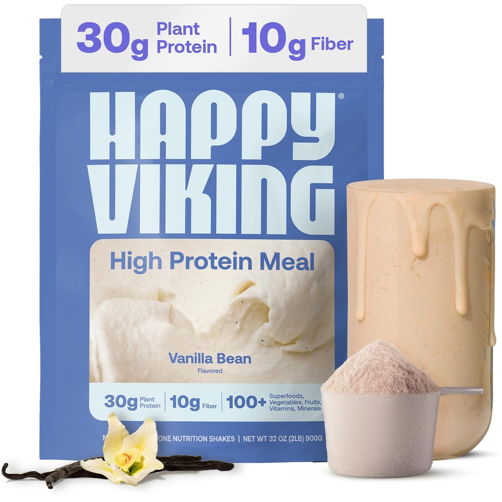 Mutlu Viking Vanilla Plant Protein Toz, Venüs Williams, 20G proteini, Low Carb, Keto, Vegan, Gluten-Free, Non-GMO, Superfoods, Complete Meal Change, 1 Canister (24 oz.)