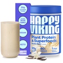 Mutlu Viking Vanilla Plant Protein Toz, Venüs Williams, 20G proteini, Low Carb, Keto, Vegan, Gluten-Free, Non-GMO, Superfoods, Complete Meal Change, 1 Canister (24 oz.)