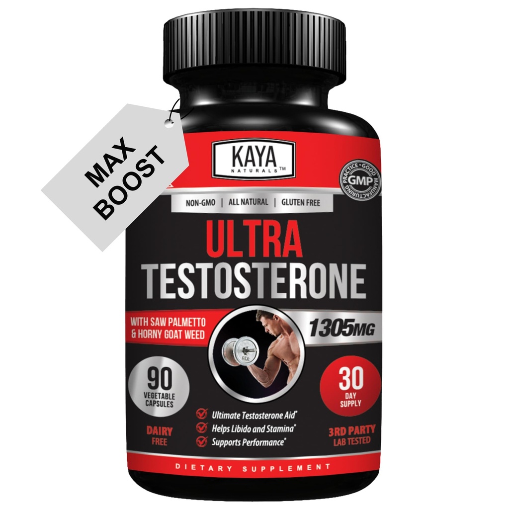 Kaya Naturals Ultra testosteron - Erkeklerin testosteron ATM'i Tongkat Ali, Horny Goat Weed, Tribulus - Enerji için Doğal İşout Supplement, Stamina, and Strength Branson - 90 Count Count Count