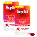 Mega Red Ultra Yoğun 750 mg Omega-3 Krill Oil Fatty Acid Supplement with EPA/DHA, Antioksi Astaxanthin, No Fish Oil Aftertaste Supports Heart Health, 80 Count Softgels (2 Pack)