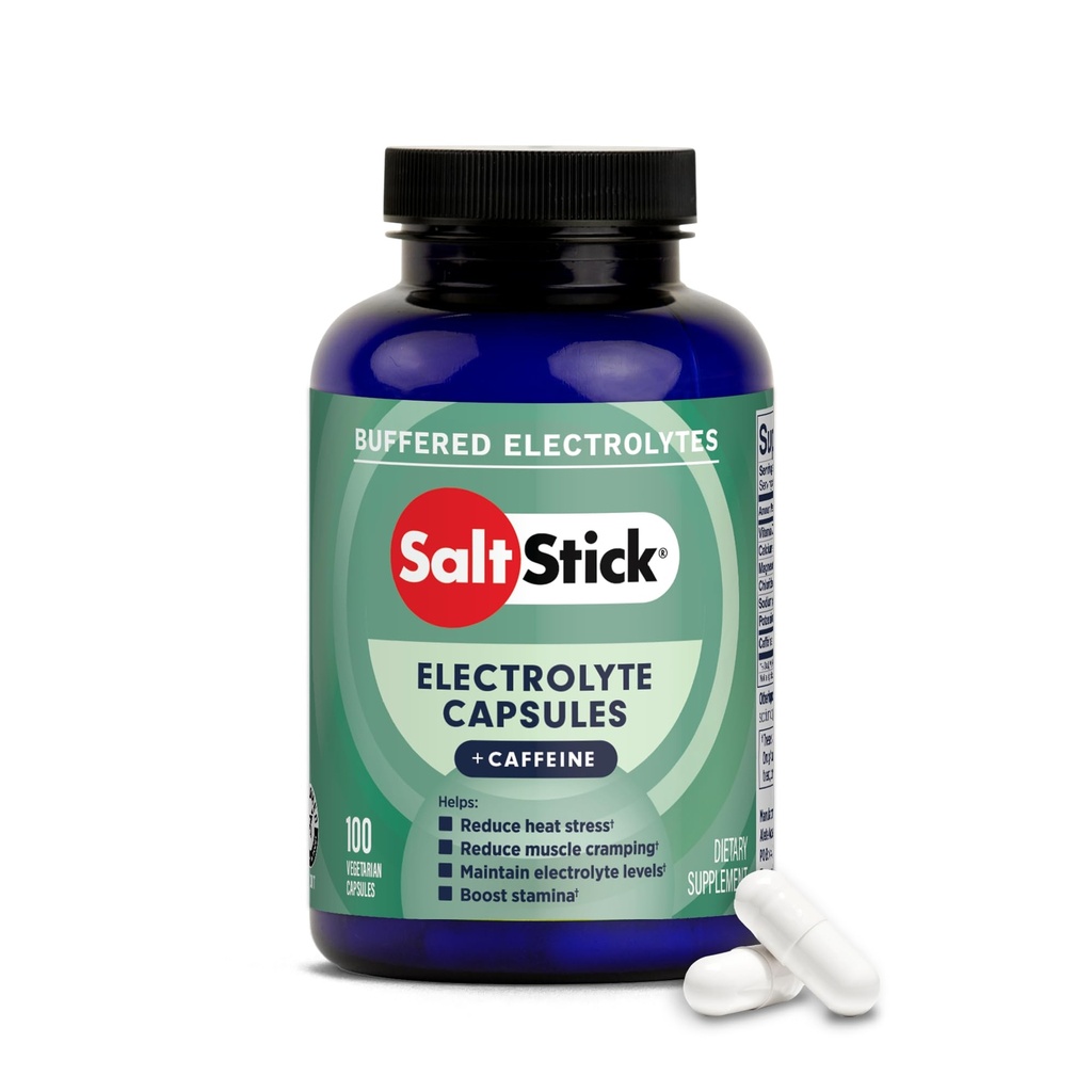 Caffeine ile SaltStick Electrolytes - Salt Pills ve Electrolytes for Run, Hydration, Leg Cramps Relief, Sports Recovery, Hiking Essentials - Salt, Magnezyum, Pyum, D3 - 100 Count