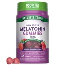 Doğanın Gerçek Melatonin Gummies | 1mg | 60 Kont | Cherry Pomegranate Flavor | Vegan, Non-GMO & Gluten Free Supplement Supplement Supplement