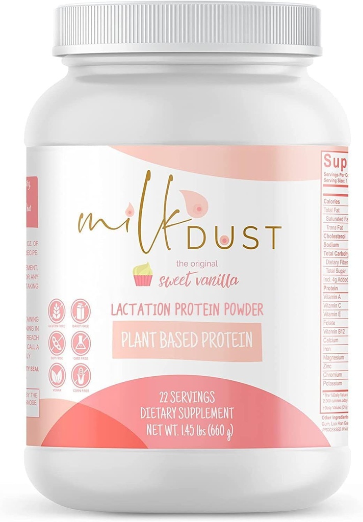 MILK DUST protein Toz 660g | Hemşirelik Anneleri için Toz Vermek | Lactation Support Pea Toz | Vegan & Dairy-Free | Sweet Vanilla | 22 Hizmet (Vanilla)