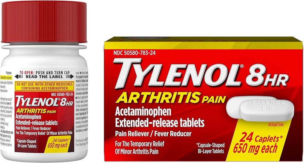 Tylenol 8 ώρα Αρθρίτιδα Πόνος δισκία με ακεταμινοφαίνη για πόνο αρθρώσεων, 24 ct