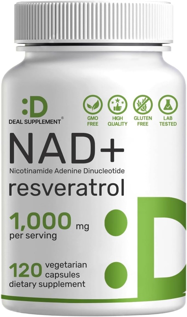 NAD+ συμπλήρωμα ρεσβερατρόλης 1.000mg ανά υπηρεσία, 120 κάψουλες Veggie 