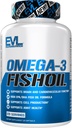 Evlution Beslenme Triple Strength Omega 3 Fish Oil - Burpless Fish Oil EPA DHA Omega 3 Supplement in Easy to Swallow Citrus Flavor Softgels - Kaplıca Balık Yağı Tamamlamak - 120