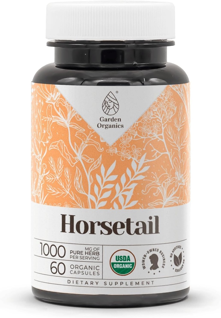 Attail USDA Organik 60 Capsules | Yüksek Lisans Doğal Supplement | Sertifikalı Organik Vejetaryen Capsules ve Organik Attail (Equisetum arvense) Kuru Herb (60 Capsules)