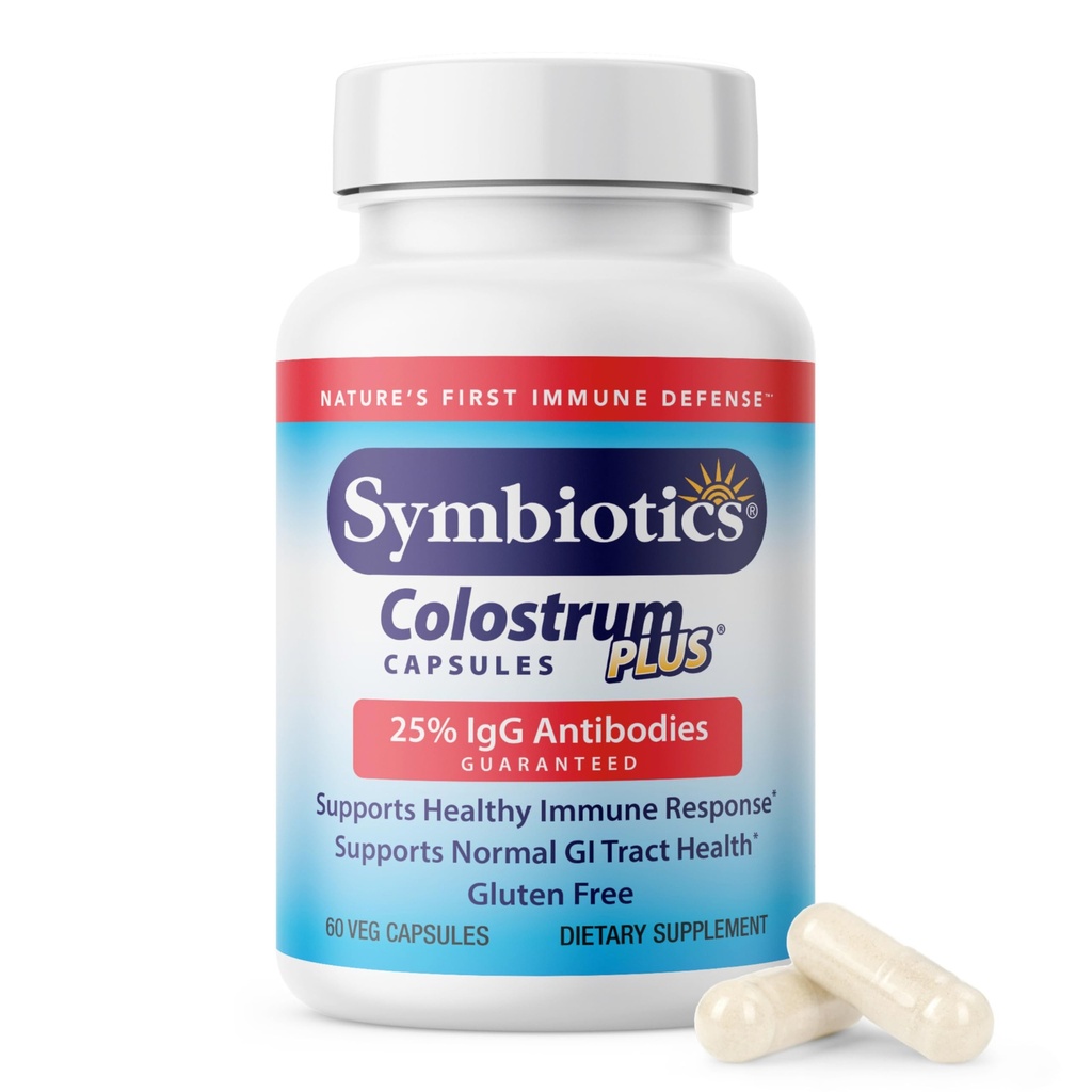 Symbiyotiks Colostrum 60ct Sebze Capsules - Immunity Support - Lactoferrin Supplement & Colostrum Protein Immunoglobulin - 25% lgG Antibodies - Gluten Free Free