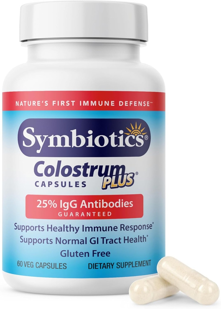 Symbiyotiks Colostrum 60ct Sebze Capsules - Immunity Support - Lactoferrin Supplement & Colostrum Protein Immunoglobulin - 25% lgG Antibodies - Gluten Free Free