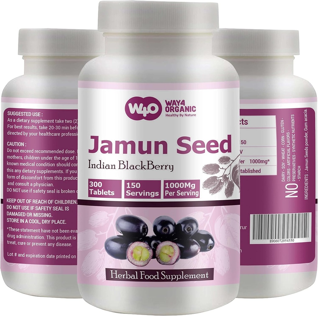 Jamun Seed Capsules (Tablets) - 300 Pills, 150 Hizmetler, 1000 mg- (Indian BlackBerry - Eugenia Jambolana) (kısa 1)