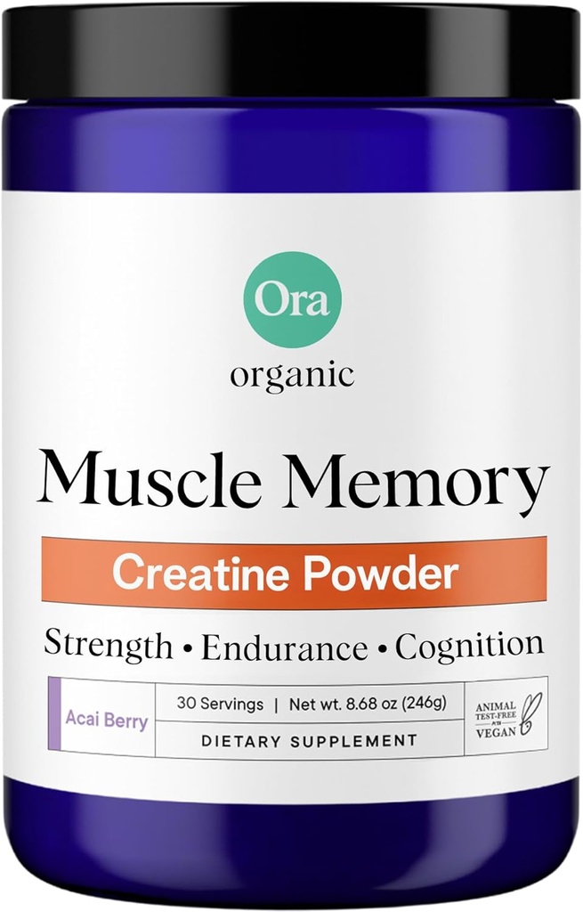 Ora Organik Kretine Monohidrat Toz - Alman Kaynaklı KrevATP Enerji, D-Ribose & Taurine for Recovery - Acai Berry Flavor, 30 Hizmet