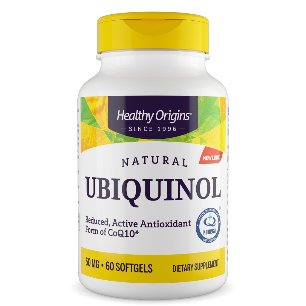 Sağlıklı Origins Ubiquinol (CoQ10), 50 mg - Kaneka Ubiquinol Supplements for Heart Health & Antioksi Support - Gluten-Free & Non-GMO Supplement - 60 Softgels