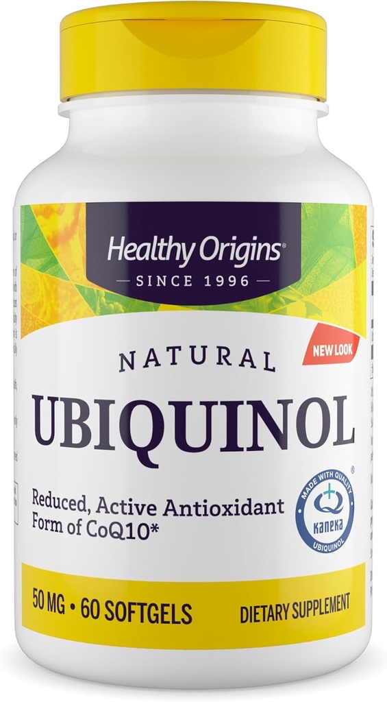 Sağlıklı Origins Ubiquinol (CoQ10), 50 mg - Kaneka Ubiquinol Supplements for Heart Health & Antioksi Support - Gluten-Free & Non-GMO Supplement - 60 Softgels