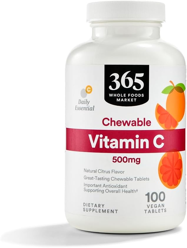 365 by Whole Foods Market, Chewable Vitamin C 500mg, Natural Citrus Flavor, Vegan, 100 Tablets