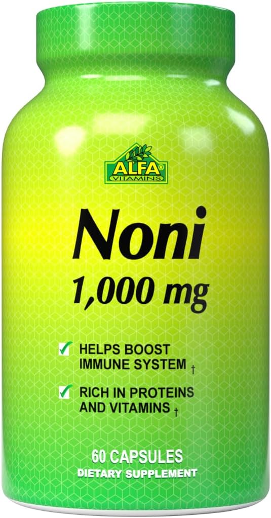 ALFA VITAMINS Noni 1000 Mg 60 Κάψουλες - Τονωτικό για βέλτιστη λειτουργία του σώματος - Αντιοξειδωτικό