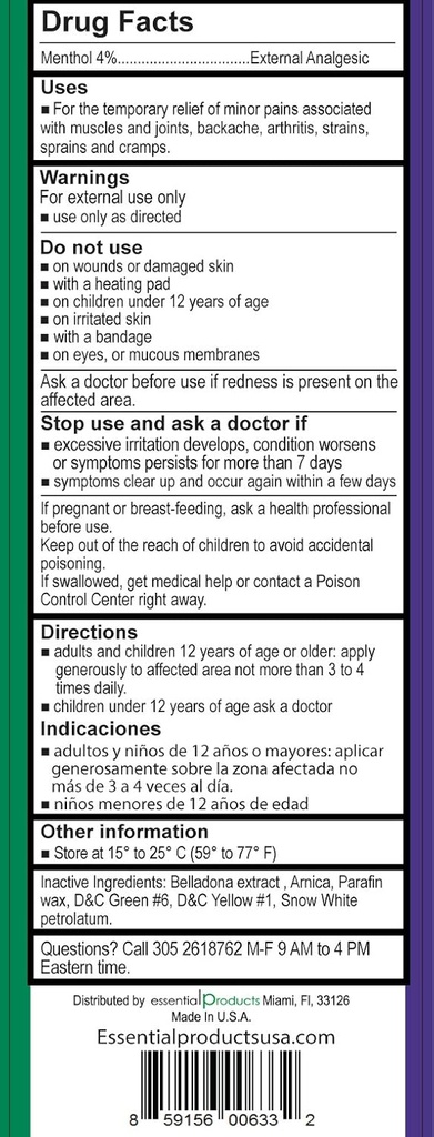 Belladona ve Arnica Analgesic Ointment 5 oz (141g) Paraben Free