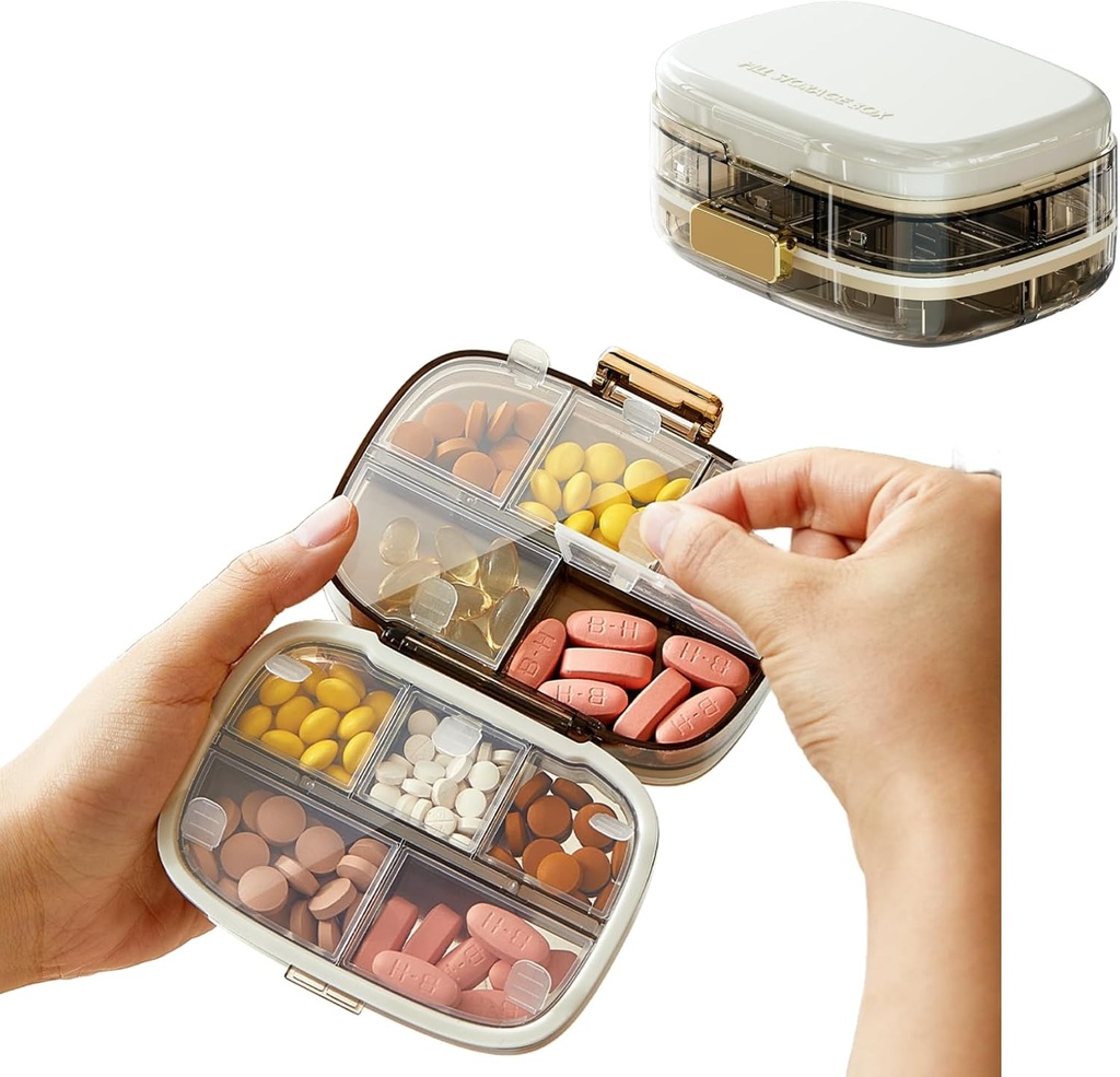 Seyahat Pill Organizer, 10 Daha Büyükleştirmeler, Portatif Pill Şişe Organizer, Supplement İlaçlar Büyük Kapasite Günlük, Vitaminler, Fish Oils, Supplements (Beyaz)