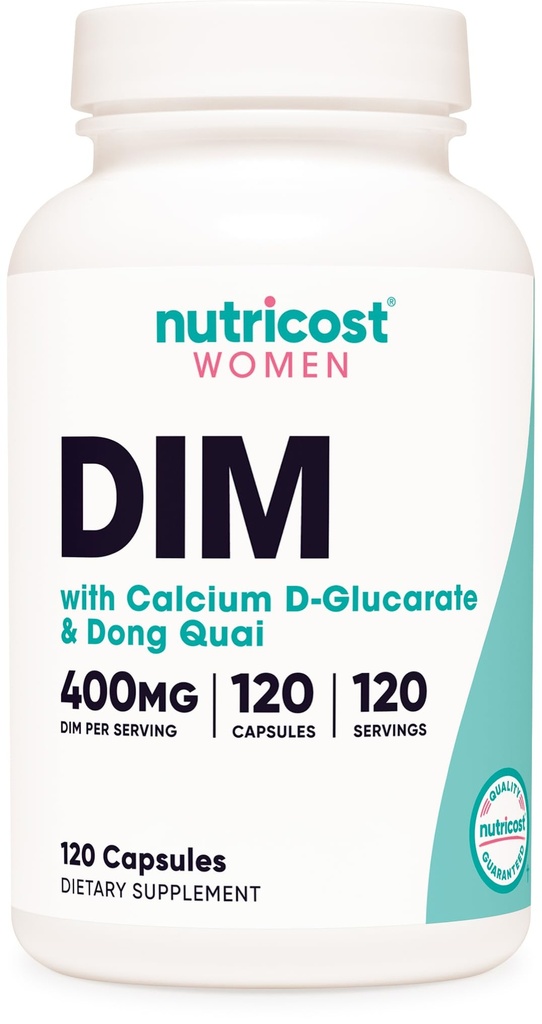 Nutricost Diindolylmethane DIM Supplement for Women 400 mg, 120 Capsules, Dong Quai, Food & Black Cohosh - Vegan, Non-GMO ve Gluten Free