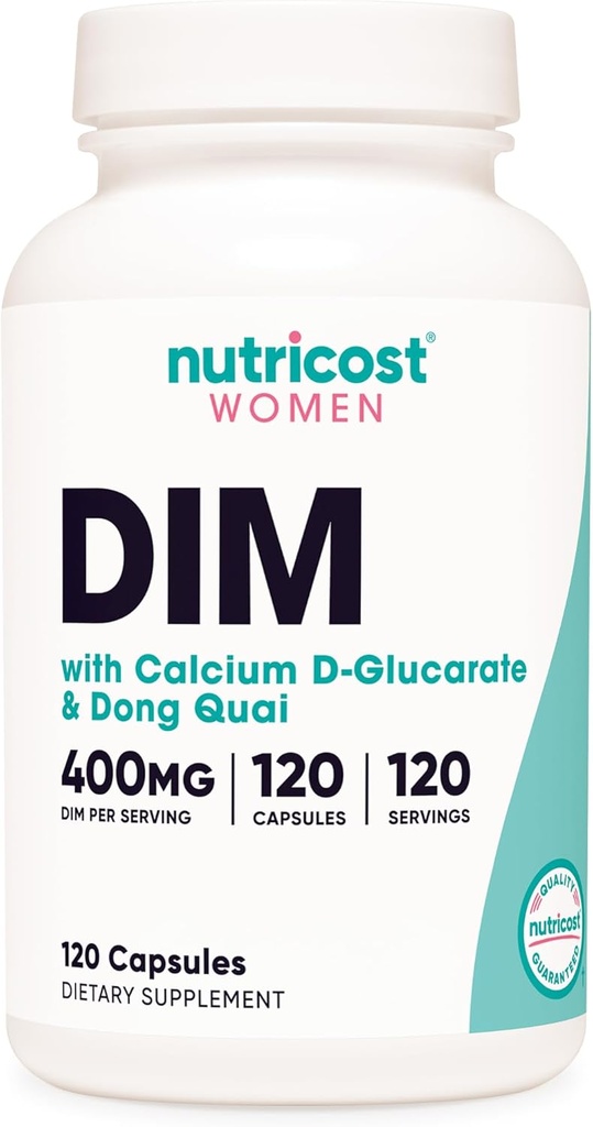 Nutricost Diindolylmethane DIM Supplement for Women 400 mg, 120 Capsules, Dong Quai, Food & Black Cohosh - Vegan, Non-GMO ve Gluten Free