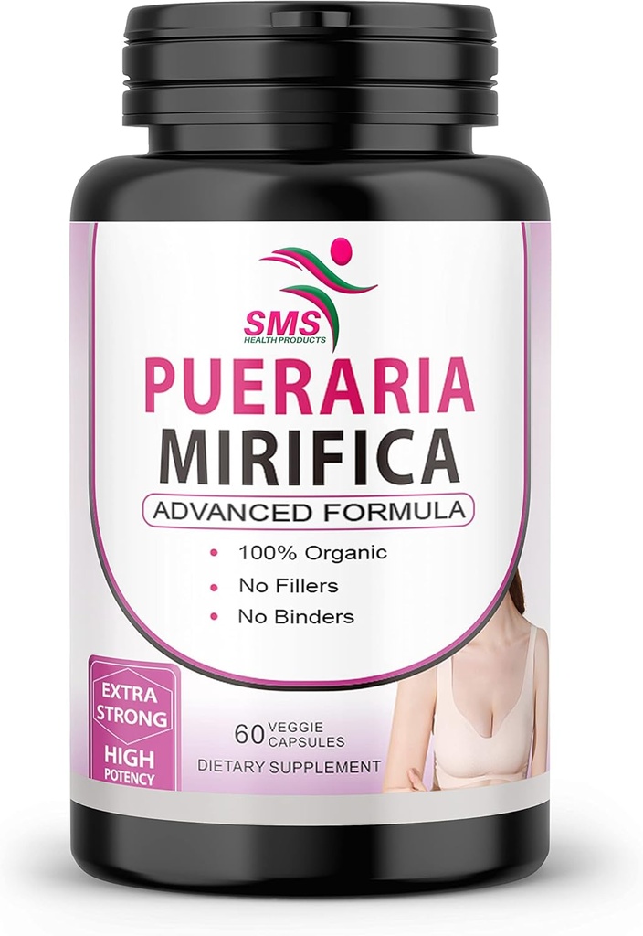 Pueraria Mirifica (Kwao Krua Kao) Tamam Pills - Pure Root 10:1 Çin'den Toz, Premium Organik - Kadın Sağlığını Teşvik - 60 Veggie Capsules.