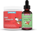 WONDER PAWS Kalp + Vitality Superhero Chews Plus Milk Butle Drops - Köpekler Kalp Sağlığı, Circulation, Liver & Immune Support - Heart + Vitality 90 Chews - Milk Thistle Drops 2 Ounces