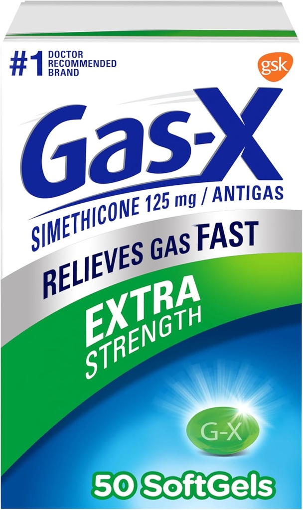 Αέριο-X Extra Strength Αέριο Relief Softgels με Σιμεθικόνη 125 mg - 50 Count
