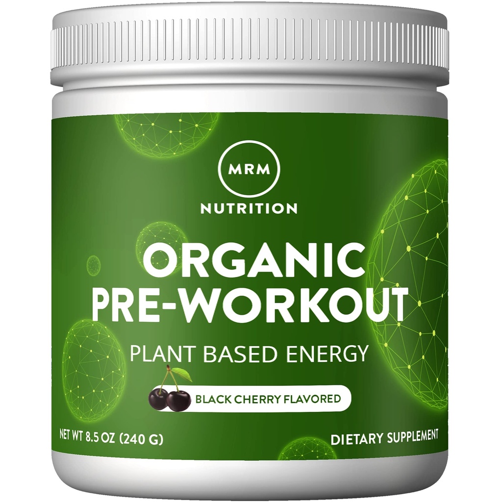 MRM Beslenme Organik Pre-Workout Toz | Black Cherry Flavored | Superfoods + 150 mg Natural Caffeine + adaptogens | Temiz Enerji + Focus| Sağlıklı Kan Akışı | Vegan + Non-GMO | 20 Hizmetler