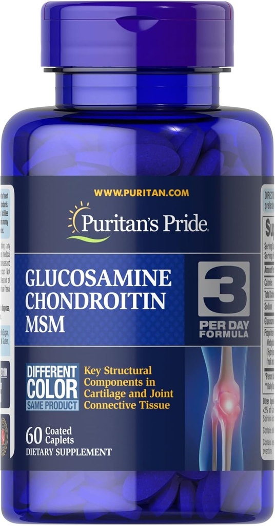 Puritan's Pride Double Strength Glucosamine Chondroitin MSM Ortak Soother 60 Cap