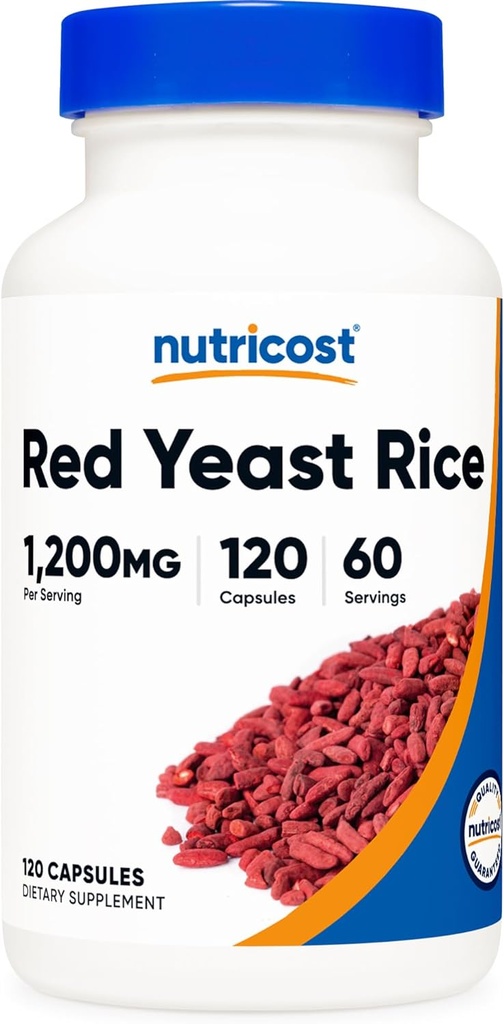 Nutricost Red Yeast Rice 1200mg, 120 Κάψουλες - 60 Serv, Veggie Caps, Μη ΓΤΟ, Χωρίς γλουτένη