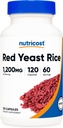 Nutricost Red Yeast Rice 1200 mg, 120 Capsules - 60 Serv, Veggie Caps, Non-GMO, Gluten Free