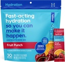 HYDRANT - Hydration Powder, Fruit Punch Flavor, 30 Individually Instant Electrolyte Rehydration Packets - Χαμηλή περιεκτικότητα σε ζάχαρη για καθημερινή χρήση, ταξίδια και προπονήσεις