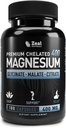 Premium Chelated Magnezyum Glycinate, Malate, Citrate (400 mg | 180 Capsules) Triple Blend Complex w. Magnezyum Malate Magnezyum Glycinate ve Magnezyum Citrate