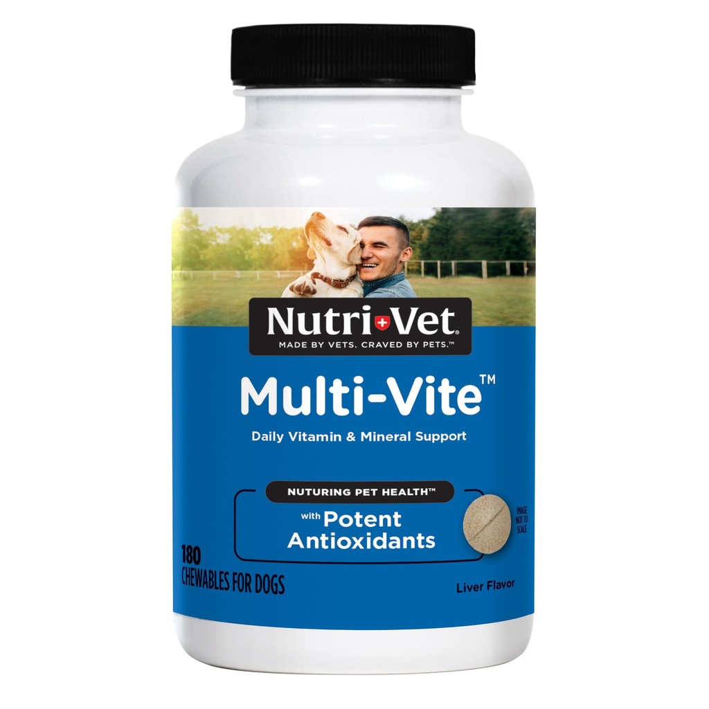Nutri-Vet Multi-Vite Chewables for Adult Dogs, Daily Multivitamin & Mineral Supplement for General Health, Immune Support, and Balanced Nutrition, 180 Count Count Count Count