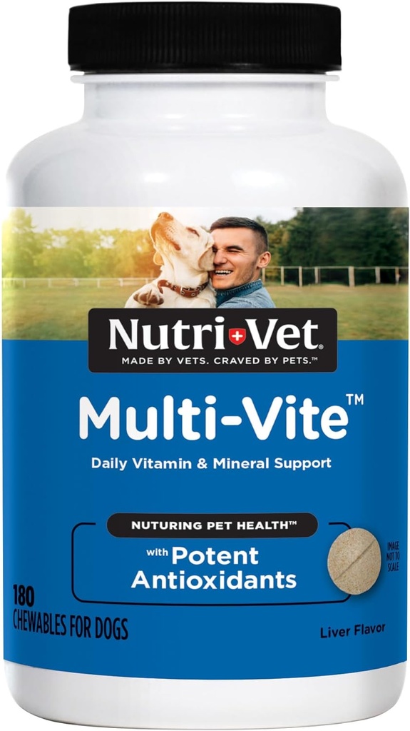 Nutri-Vet Multi-Vite Chewables for Adult Dogs, Daily Multivitamin & Mineral Supplement for Overall Health, Immune Support, and Balanced Nutrition, 180 Count