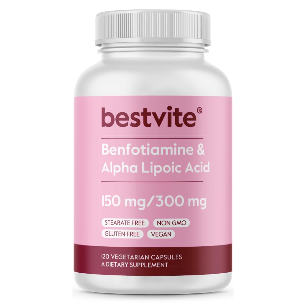 Benfotiamine 150mg / Alpha Lipoic Acid 300mg (120 κάψουλες χορτοφάγων) - Χωρίς Stearates - Vegan - Χωρίς γλουτένη - Μη ΓΤΟ
