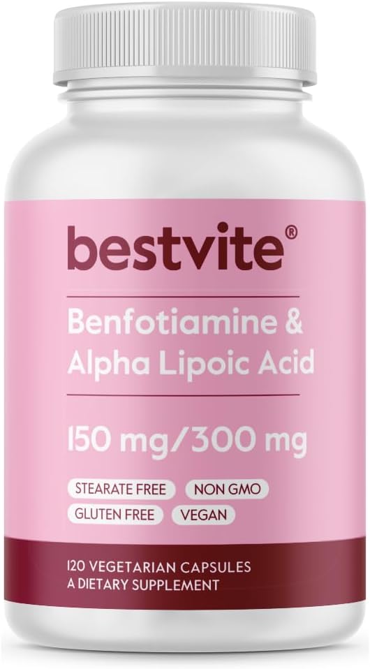 Benfotimin 150 mg / Alfa Lipoic Asit 300 mg (120 Vejetary Capsules) - Stearates - Vegan - Gluten Free - Non GMO